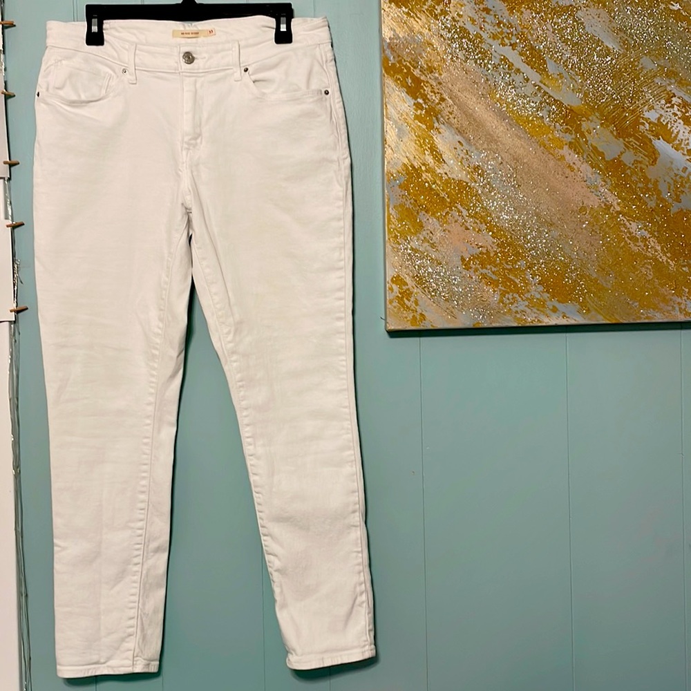 Levi Strauss Waist Size 33 White Mid-Rise Skinny Jeans